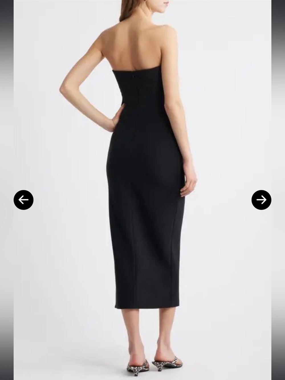 NWT Open Edit Sz XL Women’s Black Ruched Tube Strapless Maxi Slit Dress Ret $79! - Picture 2 of 13